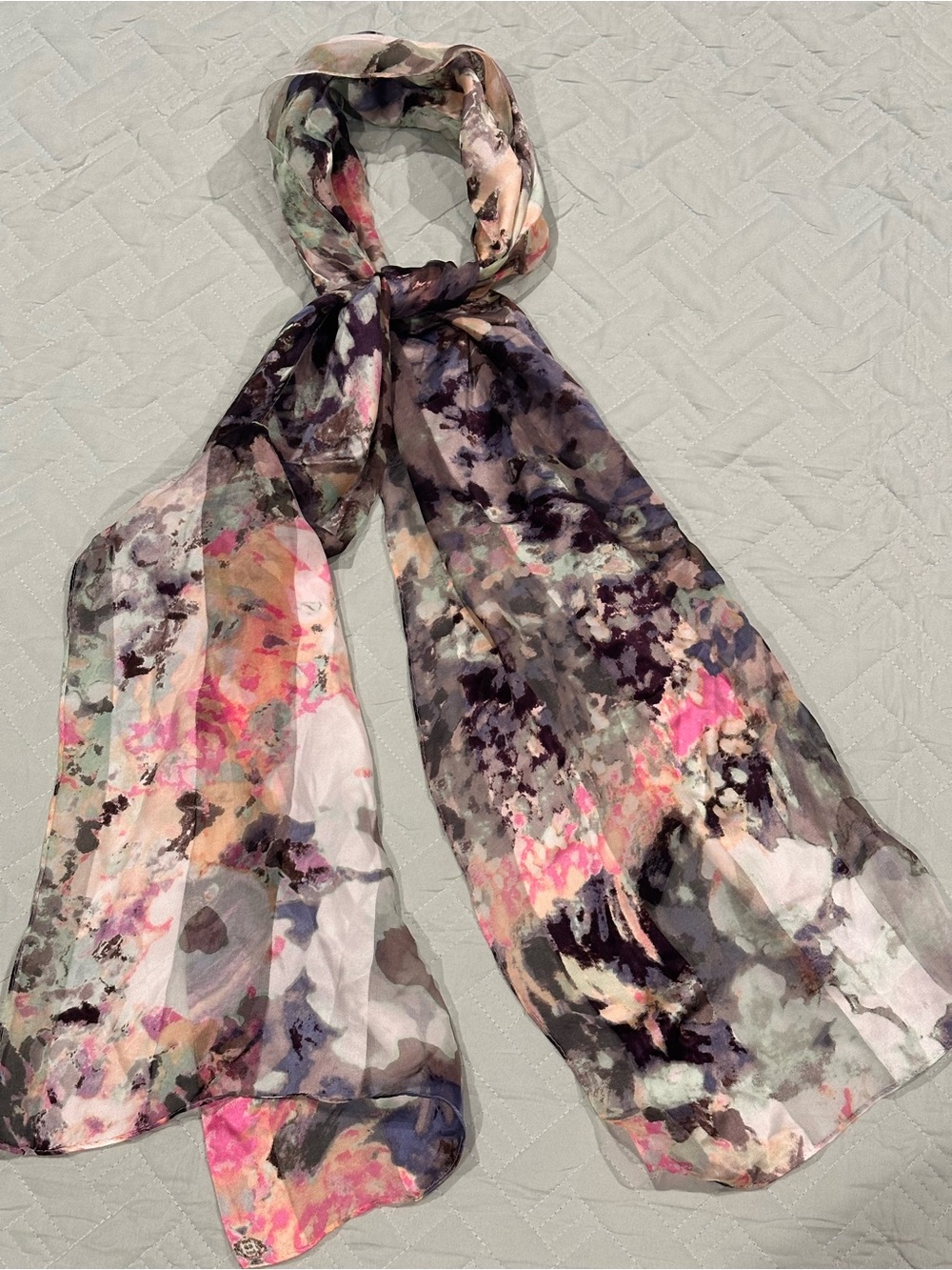 Cynthia Rowley Pink & Purple Watercolor Print Scarf - Picture 2 of 8